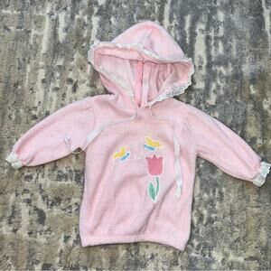 Vintage Carters Soft Punk Terrycloth Tulip Sweatshirt Hooded Zips in Back 6M